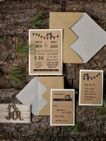 HOCHZEITS EINLADUNGEN Wald / Berge / Waldlandschaft Thema rustikale Holzbriefpapier8