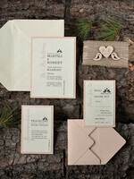 HOCHZEITS EINLADUNGEN Wald / Berge / Waldlandschaft Thema rustikale Holzbriefpapier7