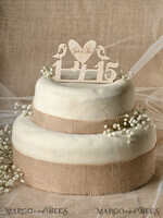 TORTENDEKORATION  
 RUSTIKAL  
 Hochzeitstorte Topper, Holz5