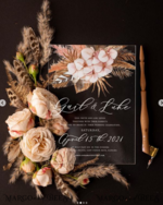 HOCHZEITS EINLADUNGEN Elegante Einladungen Klassische Karten Romantische Blush-Pink-Hochzeitseinladungen, elegante Box-Hochzeitseinladungskollektion, maßgeschneiderte Acryl-Hochzeitseinladungen, Pampasgras-Plexi-Hochzeitseinladungen2