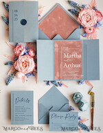 HOCHZEITS EINLADUNGEN Elegante Einladungen Klassische Karten Samtblushrosa moderne Hochzeitskarten, akkurate, staubige blaue rosa Hochzeitskarten, akkurate Hochzeitskarten, luxuriöse samtblushrosa Hochzeits-Einladungen6