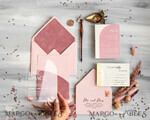 HOCHZEITS EINLADUNGEN Elegante Einladungen Klassische Karten Arch Plexiglas Hochzeitsinvitationsset, Blush Pink Goldene Hochzeitskarten mit RSVP Samtummantelung, Acryl Moderne Hochzeitskarten18