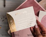 HOCHZEITS EINLADUNGEN Elegante Einladungen Klassische Karten Arch Plexiglas Hochzeitsinvitationsset, Blush Pink Goldene Hochzeitskarten mit RSVP Samtummantelung, Acryl Moderne Hochzeitskarten18