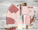 HOCHZEITS EINLADUNGEN Elegante Einladungen Klassische Karten Arch Plexiglas Hochzeitsinvitationsset, Blush Pink Goldene Hochzeitskarten mit RSVP Samtummantelung, Acryl Moderne Hochzeitskarten18