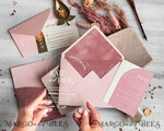 HOCHZEITS EINLADUNGEN Elegante Einladungen Klassische Karten Arch Plexiglas Hochzeitsinvitationsset, Blush Pink Goldene Hochzeitskarten mit RSVP Samtummantelung, Acryl Moderne Hochzeitskarten18