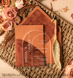 HOCHZEITS EINLADUNGEN Elegante Einladungen Klassische Karten Arch Acryl Hochzeitseinladungen Karte, Elegante Samt Hochzeitseinladungen im Herbst • Terracotta Romantische Hochzeitseinladungen • Samt Kupfer Hochzeitspapeterie7