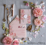 HOCHZEITS EINLADUNGEN Elegante Einladungen Klassische Karten Romantische florale Hochzeitsinvitationen, elegante blush-pinke Hochzeitskarten mit Transparentdeckel, glamouröse pinke Hochzeitsinvitationen, luxuriöse Hochzeitskarten.7