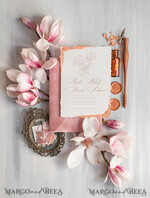 HOCHZEITS EINLADUNGEN Elegante Einladungen Klassische Karten Blush Pink Das Hochzeitseinladungsset, Luxushochzeitseinladungen Samtumschlag, Elegante Hochzeitseinladung Suite, Goldene Deckle-Kante Papierhochzeitseinladungen9