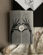 HOCHZEITS EINLADUNGEN Elegante Einladungen Klassische Karten Schwarzes Halloween-Hochzeitseinladungsset, glänzende schwarze Acryl-Einladungen, Goth-Hochzeitspapeterie, Skelettliebespaare schwarze Plexi-Hochzeitseinladungen Set21
