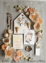 HOCHZEITS EINLADUNGEN Gold / Roségold / Silber / Glitzer Luxus Champagner Hochzeitskarten, Glamour Goldfolie Hochzeits Einladungen, Elegante goldene Quasten Hochzeits Einladungskarten, Romantische florale Taschen Hochzeitskarten7