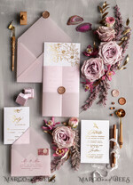 HOCHZEITS EINLADUNGEN Gold / Roségold / Silber / Glitzer Maßgeschneiderte minimalistische Hochzeitseinladungsreihe, romantische Blush-Pink-Hochzeitskarten, glamouröse Goldfolien-Hochzeitseinladungen, luxuriöse Hochzeitsstationery.8