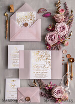 HOCHZEITS EINLADUNGEN Gold / Roségold / Silber / Glitzer Maßgeschneiderte minimalistische Hochzeitseinladungsreihe, romantische Blush-Pink-Hochzeitskarten, glamouröse Goldfolien-Hochzeitseinladungen, luxuriöse Hochzeitsstationery.8