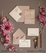 HOCHZEITS EINLADUNGEN Gold / Roségold / Silber / Glitzer Goldschimmer Hochzeiteinladungen, Blush Pink Glitter Hochzeitskarten, Glamour Goldene Hochzeitsinvitation Suite, Romantische erschwingliche Hochzeitsstationery9