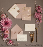 HOCHZEITS EINLADUNGEN Gold / Roségold / Silber / Glitzer Goldschimmer Hochzeiteinladungen, Blush Pink Glitter Hochzeitskarten, Glamour Goldene Hochzeitsinvitation Suite, Romantische erschwingliche Hochzeitsstationery9