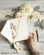 HOCHZEITS EINLADUNGEN Gold / Roségold / Silber / Glitzer Acryl Hochzeitsinvitation Set, Boho Glam Hochzeitskarten, silberne gefrorene Hochzeitseinladungen, elegante Pergament Hochzeitskarten9