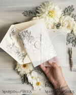 HOCHZEITS EINLADUNGEN Gold / Roségold / Silber / Glitzer Acryl Hochzeitsinvitation Set, Boho Glam Hochzeitskarten, silberne gefrorene Hochzeitseinladungen, elegante Pergament Hochzeitskarten9