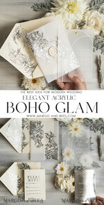 HOCHZEITS EINLADUNGEN Gold / Roségold / Silber / Glitzer Acryl Hochzeitsinvitation Set, Boho Glam Hochzeitskarten, silberne gefrorene Hochzeitseinladungen, elegante Pergament Hochzeitskarten9