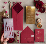 HOCHZEITS EINLADUNGEN Gold / Roségold / Silber / Glitzer Burgunder Hochzeitseinladungen, Gold Acryl Glamour Hochzeitseinladungssuite, Kastanienbraun Goldener Glanz Hochzeitspapeterie, Gefrorenes Plexi Luxus Hochzeitseinladungen.9
