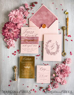 HOCHZEITS EINLADUNGEN Gold / Roségold / Silber / Glitzer Maßgeschneiderte Samt-Hochzeitseinladungset, Blush Pink Glamour Hochzeitskarten, Luxus Goldene Hochzeitseinladungen, Romantische Hochzeitspapeterie10