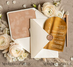 HOCHZEITS EINLADUNGEN Gold / Roségold / Silber / Glitzer Luxuriöse Arch Gold Acryl Hochzeitsinvitation Suite, Velvet Pocket beige Hochzeitskarten, Glamour Hochzeitskarten9