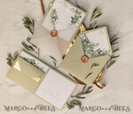 HOCHZEITS EINLADUNGEN Gold / Roségold / Silber / Glitzer Elegante Olivenhochzeitskarten, luxuriöse salbeigrüne Hochzeitseinladungen, glamouröse goldene Pocketfold-Hochzeitskarten, maßgeschneiderte Toskana-Hochzeitsinvitation-Suite.14