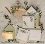 HOCHZEITS EINLADUNGEN Gold / Roségold / Silber / Glitzer Elegante Olivenhochzeitskarten, luxuriöse salbeigrüne Hochzeitseinladungen, glamouröse goldene Pocketfold-Hochzeitskarten, maßgeschneiderte Toskana-Hochzeitsinvitation-Suite.14