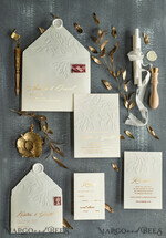 HOCHZEITS EINLADUNGEN Gold / Roségold / Silber / Glitzer Prägung Hochzeitskarten, elegante Hochzeitskarten, luxuriöse Hochzeitskarten, goldene Hochzeitskarten, elfenbeinfarbene Hochzeitskarten, elfenbeinfarbene Einladungen, elfenbeinfarbene Hochzeitskarten, elfenbeinfarbene und goldene Hochzeitskarten, geprägter Zweig, Blatt-Hochzeitskarten, goldene Hochzeitskarten, goldene Hochzeits-Einladungen, Wachssiegel, elegante Hochzeitspapeterie, goldene Hochzeitspapeterie, goldene Hochzeitsaccessoires, elfenbeinfarbene Hochzeit.5
