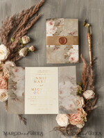HOCHZEITS EINLADUNGEN Gold / Roségold / Silber / Glitzer Elegante gold-beige nude Hochzeitskarten Luxus goldene Hochzeitsinvitation Suite, Boho Chic goldene Hochzeitskarten Wachssiegel Luxus Set4