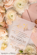 HOCHZEITS EINLADUNGEN Gold / Roségold / Silber / Glitzer Glamour Vellum Hochzeitskarten, Goldener Glanz Hochzeitskarten, Romantische Blush-Pink Hochzeitsstationery, Elegante Goldfolie Hochzeits-Einladungen29