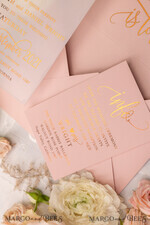 HOCHZEITS EINLADUNGEN Gold / Roségold / Silber / Glitzer Glamour Vellum Hochzeitskarten, Goldener Glanz Hochzeitskarten, Romantische Blush-Pink Hochzeitsstationery, Elegante Goldfolie Hochzeits-Einladungen29