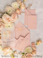 HOCHZEITS EINLADUNGEN Gold / Roségold / Silber / Glitzer Glamour Vellum Hochzeitskarten, Goldener Glanz Hochzeitskarten, Romantische Blush-Pink Hochzeitsstationery, Elegante Goldfolie Hochzeits-Einladungen29