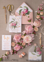 HOCHZEITS EINLADUNGEN Gold / Roségold / Silber / Glitzer Glamour Gold Foil Hochzeitskarten, Elegante Pfirsich Hochzeitsinvitationen, Maßgeschneiderte Pergament Hochzeitskarten mit Schleife, Luxuriöse moderne Hochzeitsstationery10