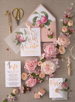 HOCHZEITS EINLADUNGEN Gold / Roségold / Silber / Glitzer Glamour Gold Foil Hochzeitskarten, Elegante Pfirsich Hochzeitsinvitationen, Maßgeschneiderte Pergament Hochzeitskarten mit Schleife, Luxuriöse moderne Hochzeitsstationery10