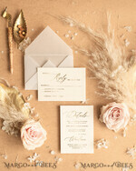 HOCHZEITS EINLADUNGEN Gold / Roségold / Silber / Glitzer Luxus Bohemian Hochzeitskarten, maßgeschneiderte Veranstaltungs-Skizzen Hochzeitskarten, elegante Nude Hochzeitskarten Suite, goldene Glanz Hochzeits Einladungen.9