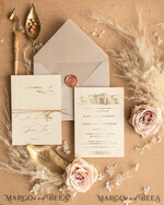 HOCHZEITS EINLADUNGEN Gold / Roségold / Silber / Glitzer Luxus Bohemian Hochzeitskarten, maßgeschneiderte Veranstaltungs-Skizzen Hochzeitskarten, elegante Nude Hochzeitskarten Suite, goldene Glanz Hochzeits Einladungen.9