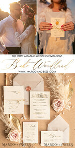 HOCHZEITS EINLADUNGEN Gold / Roségold / Silber / Glitzer Luxus Bohemian Hochzeitskarten, maßgeschneiderte Veranstaltungs-Skizzen Hochzeitskarten, elegante Nude Hochzeitskarten Suite, goldene Glanz Hochzeits Einladungen.9