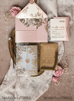 HOCHZEITS EINLADUNGEN Gold / Roségold / Silber / Glitzer Maßgeschneiderte Acryl-Rosa-Gold-Hochzeitseinladung, Glamouröse goldene Nude-Hochzeitseinladungen mit Umschlägen, Moderne goldene Plexi-Hochzeitseinladung Suite mit RSVP, Boho Glam Hochzeitseinladungen mit Wachssiegel.19