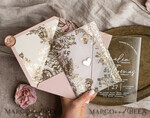 HOCHZEITS EINLADUNGEN Gold / Roségold / Silber / Glitzer Maßgeschneiderte Acryl-Rosa-Gold-Hochzeitseinladung, Glamouröse goldene Nude-Hochzeitseinladungen mit Umschlägen, Moderne goldene Plexi-Hochzeitseinladung Suite mit RSVP, Boho Glam Hochzeitseinladungen mit Wachssiegel.19