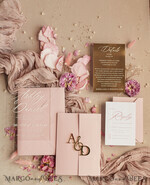 HOCHZEITS EINLADUNGEN Gold / Roségold / Silber / Glitzer Luxus-Spiegelgold-Hochzeitseinladungen, elegante Blush-Pink-Hochzeitskarten, glamouröse Acryl-Hochzeitseinladungen, klare Plexi-Hochzeitseinladungssuite.22