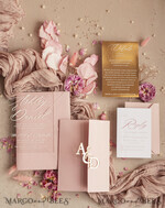 HOCHZEITS EINLADUNGEN Gold / Roségold / Silber / Glitzer Luxus-Spiegelgold-Hochzeitseinladungen, elegante Blush-Pink-Hochzeitskarten, glamouröse Acryl-Hochzeitseinladungen, klare Plexi-Hochzeitseinladungssuite.22