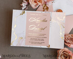 HOCHZEITS EINLADUNGEN Gold / Roségold / Silber / Glitzer Personalisierte Marmor-Hochzeitseinladungen, Luxuriöse Goldfolien-Hochzeitseinladungen, Blush Pink Marmor Glamour Hochzeitseinladung Suite, Luxuriöse Hochzeitseinladungen in Blush Pink Marmor10
