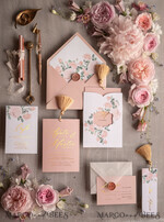 HOCHZEITS EINLADUNGEN Gold / Roségold / Silber / Glitzer Glamour Golden Shine Hochzeitseinladungsset, romantische blassrosa Hochzeitseinladungen, luxuriöse arabische Hochzeitskarten mit goldenen Quasten, elegante florale Hochzeitseinladungen.14