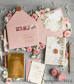 HOCHZEITS EINLADUNGEN Gold / Roségold / Silber / Glitzer Maßgeschneiderte Hochzeitskarten in Blush Pink, Glamour Hochzeitskarten-Set • Goldene Rosa Hochzeitsstationery • Luxus HochzeitsEinladungen9