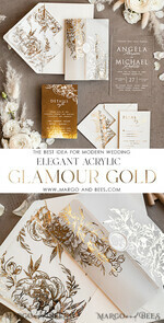 HOCHZEITS EINLADUNGEN Gold / Roségold / Silber / Glitzer Acryl Hochzeitskarten-Set, Glamour Hochzeitskarten, Goldener Glanz Hochzeitskarten-Set, Luxuriöse Goldene Hochzeitskarten9