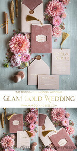 HOCHZEITS EINLADUNGEN Gold / Roségold / Silber / Glitzer Glamour Pink Samt Hochzeitskarten, Luxus Goldene Quaste Hochzeits Einladungssuite, Romantische Blush Pink Arabische Hochzeitskarten, Elegante Goldene Glanz HochzeitsEinladungen4