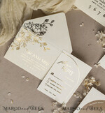 HOCHZEITS EINLADUNGEN Gold / Roségold / Silber / Glitzer Arch Gold Ivory Gold Hochzeitsinvitation Suite, Ecru Floral Hochzeitskarten, Glamour Hochzeitskarten, Elegantes Hochzeitsset25