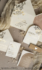 HOCHZEITS EINLADUNGEN Gold / Roségold / Silber / Glitzer Arch Gold Ivory Gold Hochzeitsinvitation Suite, Ecru Floral Hochzeitskarten, Glamour Hochzeitskarten, Elegantes Hochzeitsset25