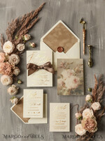 HOCHZEITS EINLADUNGEN Gold / Roségold / Silber / Glitzer Elegante Nude Samt Hochzeitskarten, Luxuriöse Goldfolie Hochzeits Einladung Suite, Romantische Vintage Hochzeitskarten, Glamouröse Hochzeitsstationery10