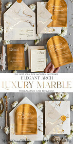 HOCHZEITS EINLADUNGEN Gold / Roségold / Silber / Glitzer Arch Gold Acryl Hochzeitseinladung, Luxus gold marmorierte Hochzeitseinladungen, Glamour Elfenbein Hochzeitseinladung Suite12