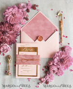 HOCHZEITS EINLADUNGEN Gold / Roségold / Silber / Glitzer Glamour Gold Folien Hochzeitskarten, Luxus Samt Hochzeitseinladungen, Romantische Blush Pink Hochzeitsinvitation Suite, Maßgeschneiderte Hochzeitsstationery10